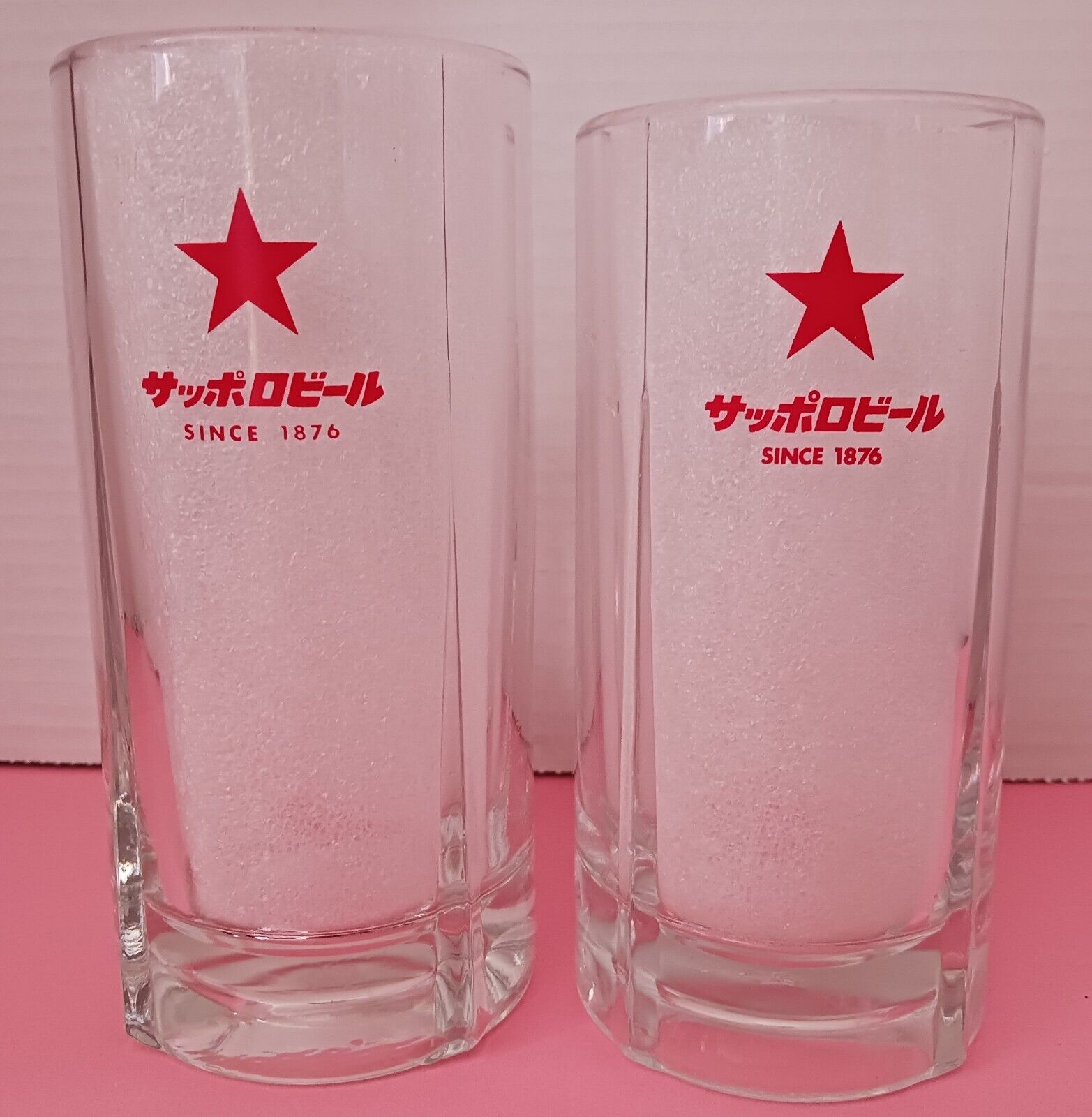 Sapporo Beer Mag Retro Glass Japanese Popular Famous Clear Not for Sale Set of 2