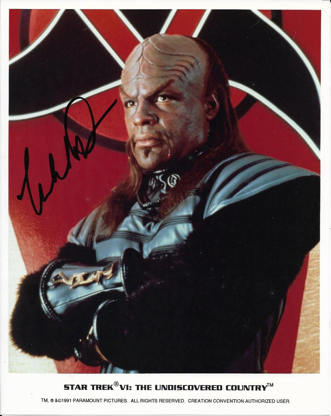 Michael Dorn (ancestor of Worf in Star Trek VI) signed color 8x10