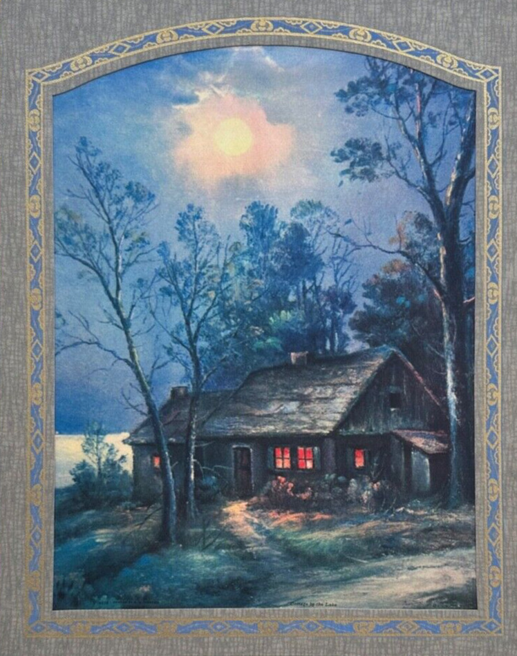 Rare Original Vintage 1929 William Thompson Calendar Print Cabin by the Lake
