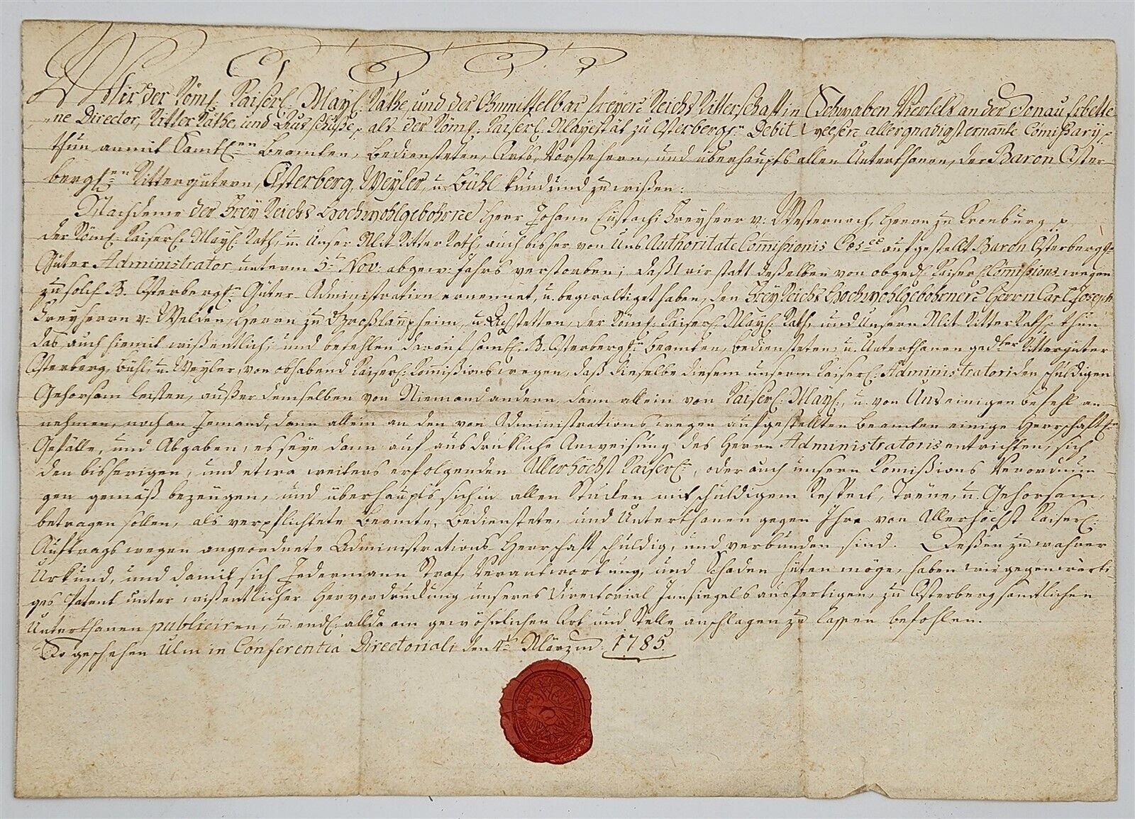 1785 German Manuscript Johann Eustach Political End? Imperial Calvary Wax Seal
