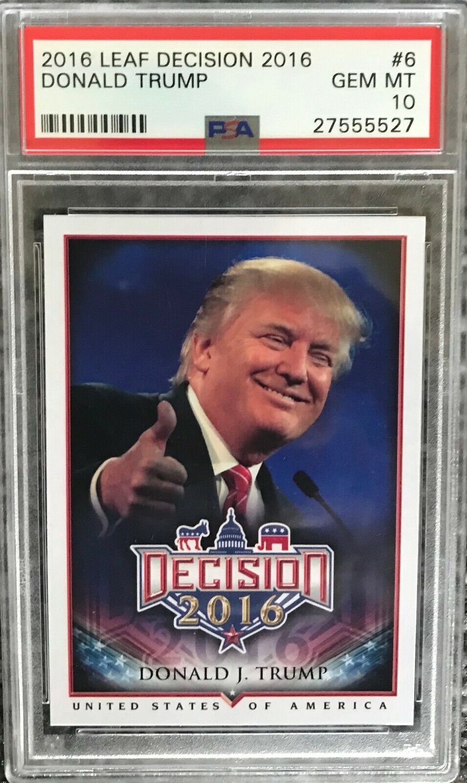 2016 Leaf Decision Donald Trump #6 ROOKIE Presidential Card PSA 10 Gem Mint MAGA
