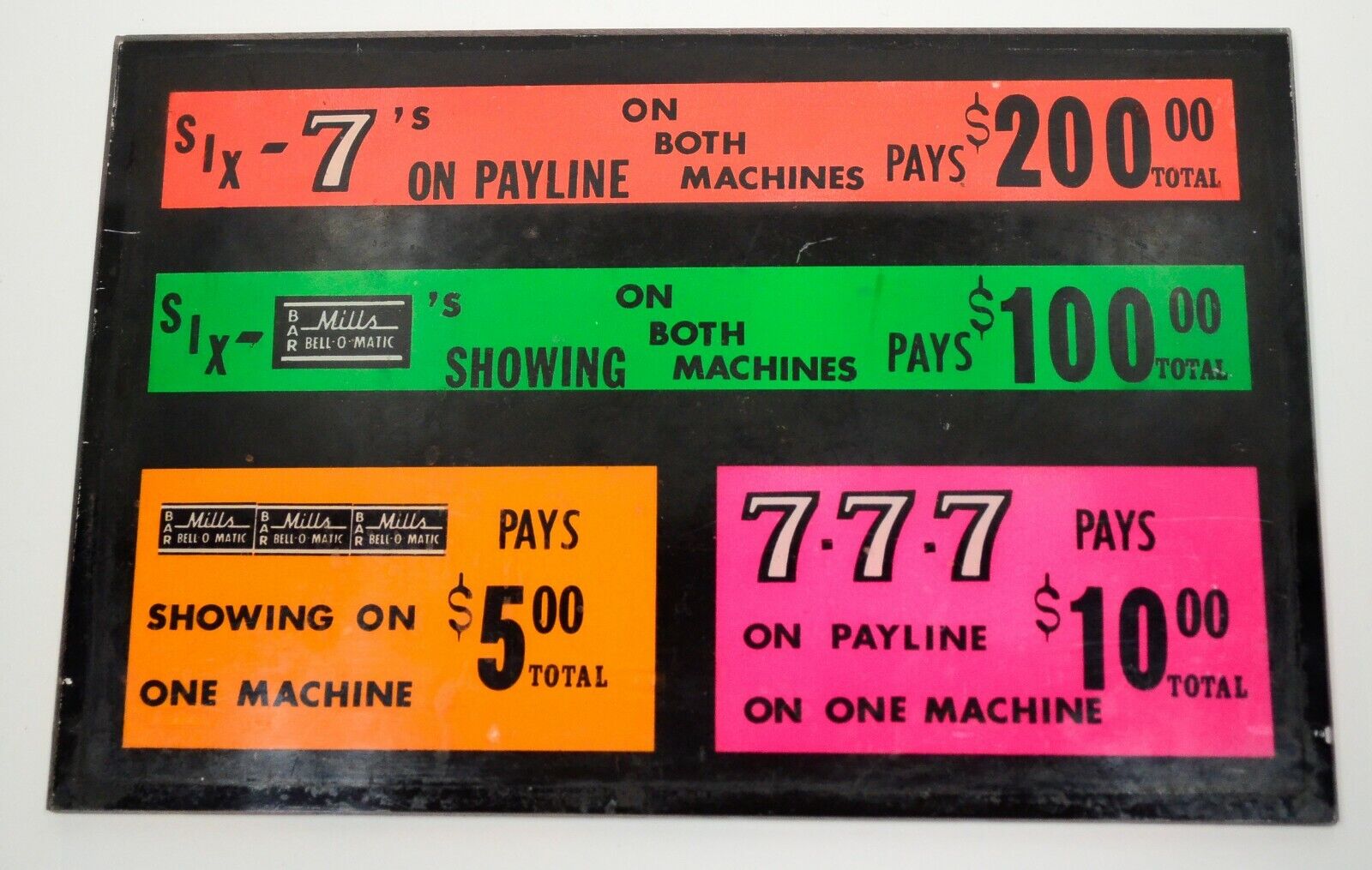 MILLS Bell-O-Matic Original Casino Slot Machine Award Card Vintage
