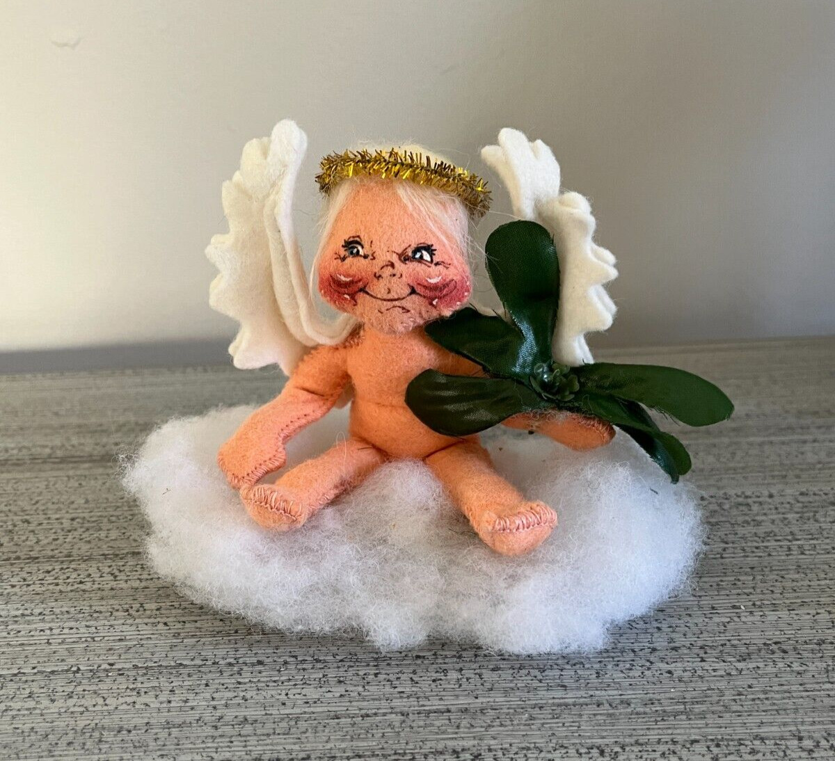 1995 AnnaLee Mobilitee Doll Vintage Christmas Angel Baby Mistletoe Fluffy Cloud