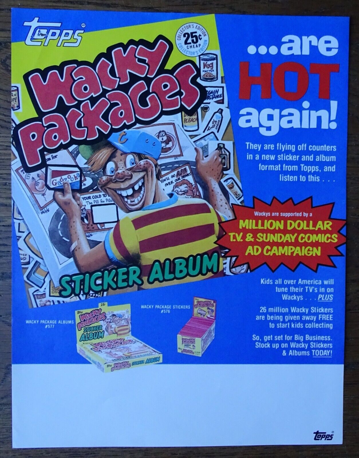 1982 Topps Wacky Packages Stickers & Album Sell Sheet (NO PRODUCT) staple-hole