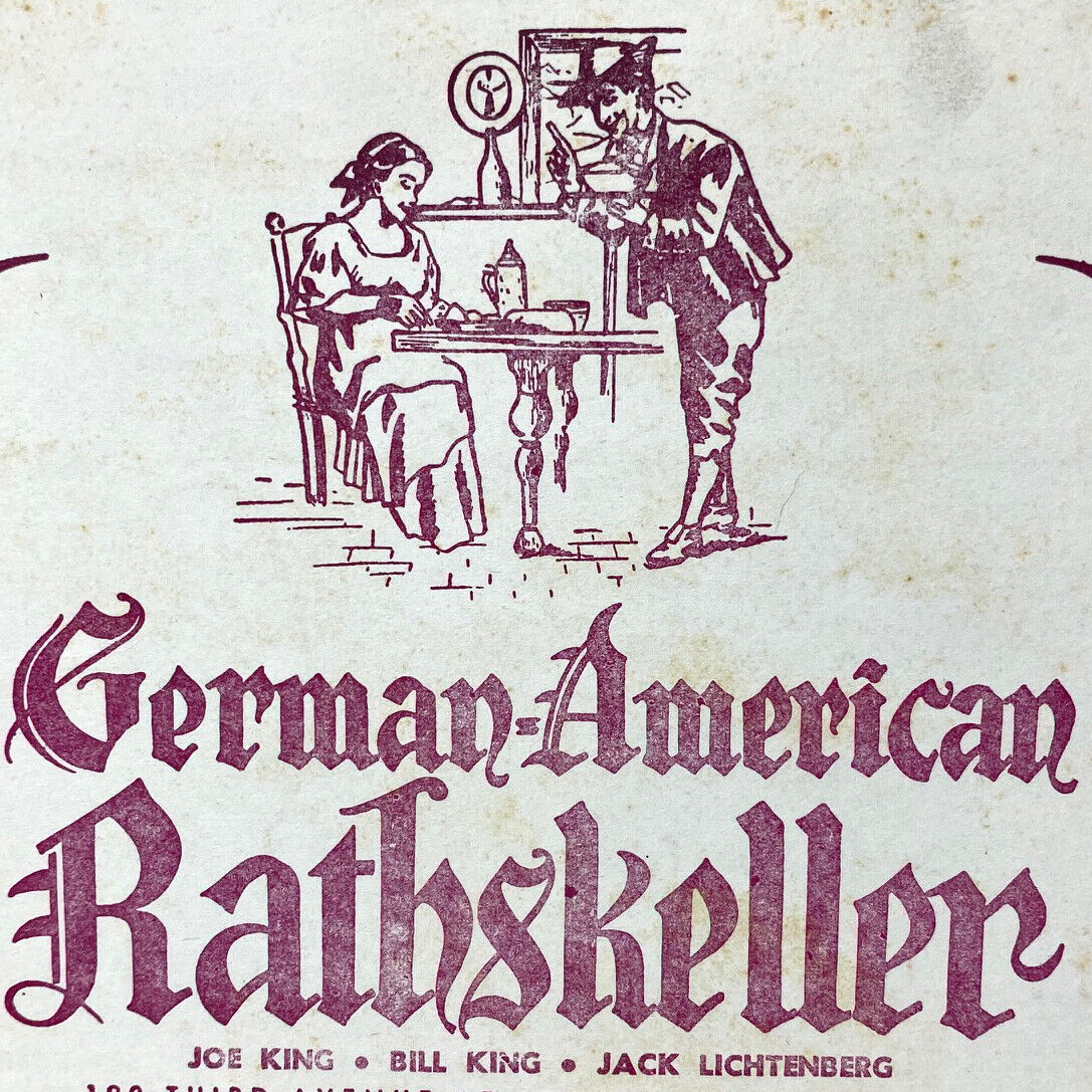 Vtg 1964 German American Rathskeller Restaurant Menu New York Fraternity House