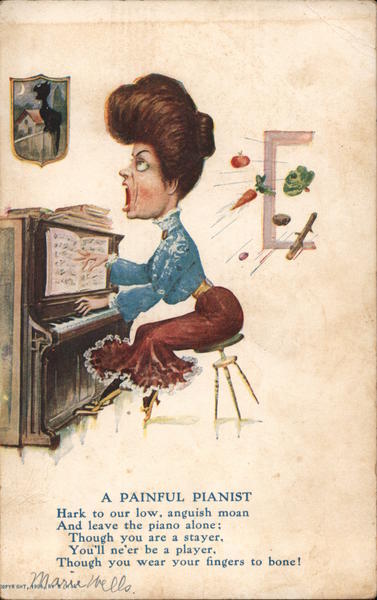 Caricature A Painful Pianist Edw. Stern & Co. Inc. Antique Postcard Vintage