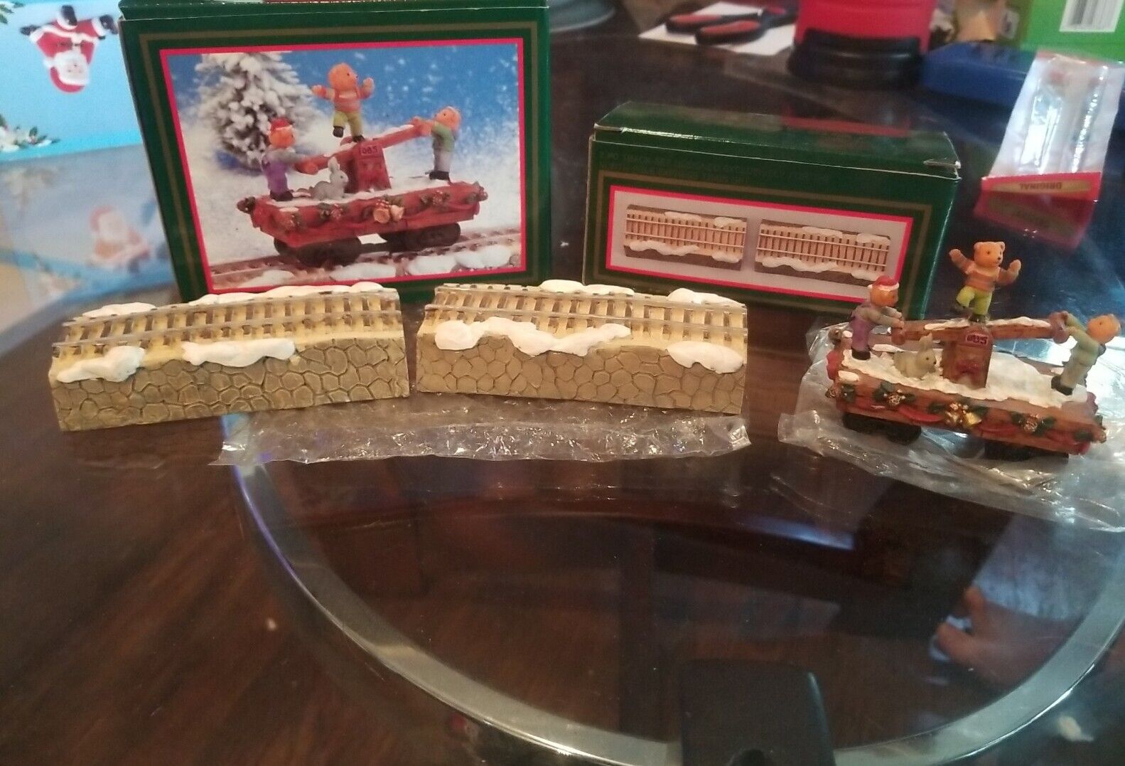 2 Vintage 1995 North Pole Express Christmas Train Car And Tracks In Original Box