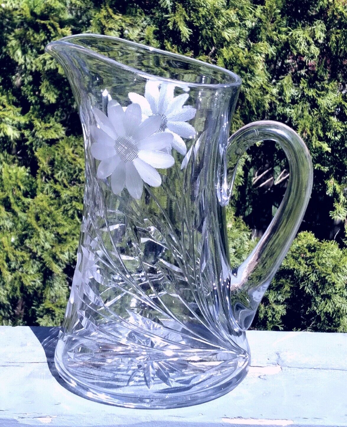Stunning Etched Crystal Pitcher -Truly among the best.44 ounce Clean & Pristine