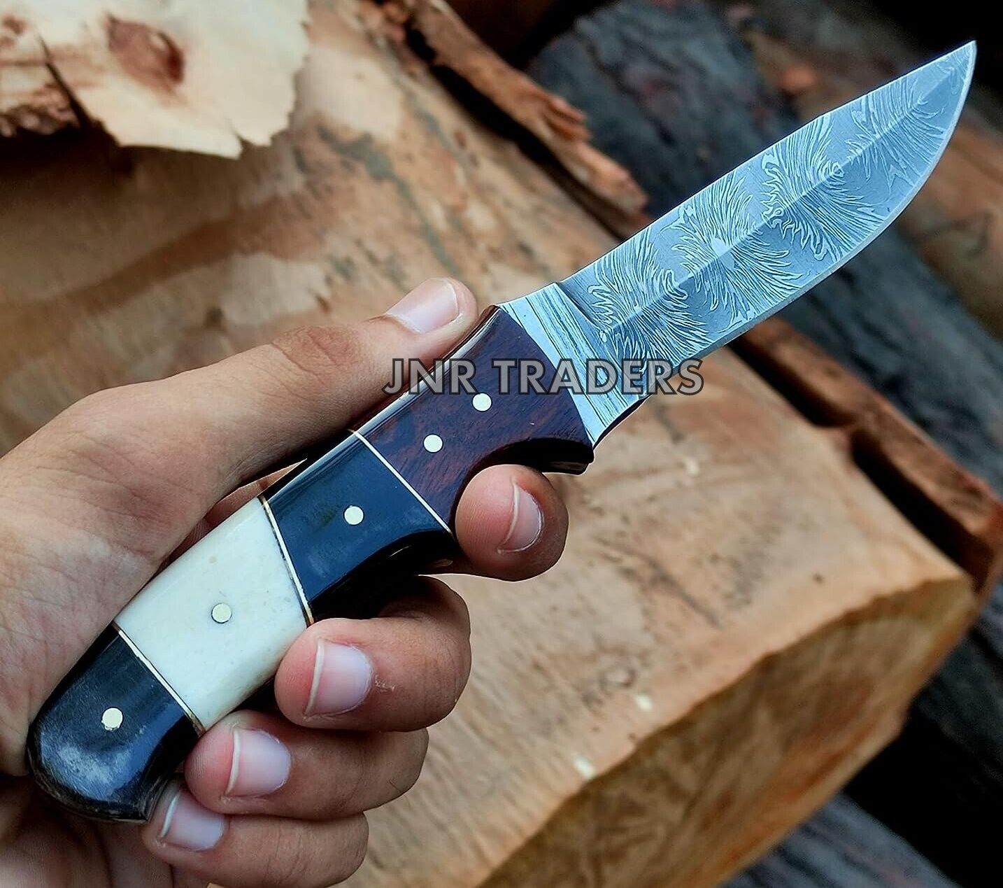 Skinner knife Handmade Damascus Skinning knife Hunting Knife Camping knife 3763