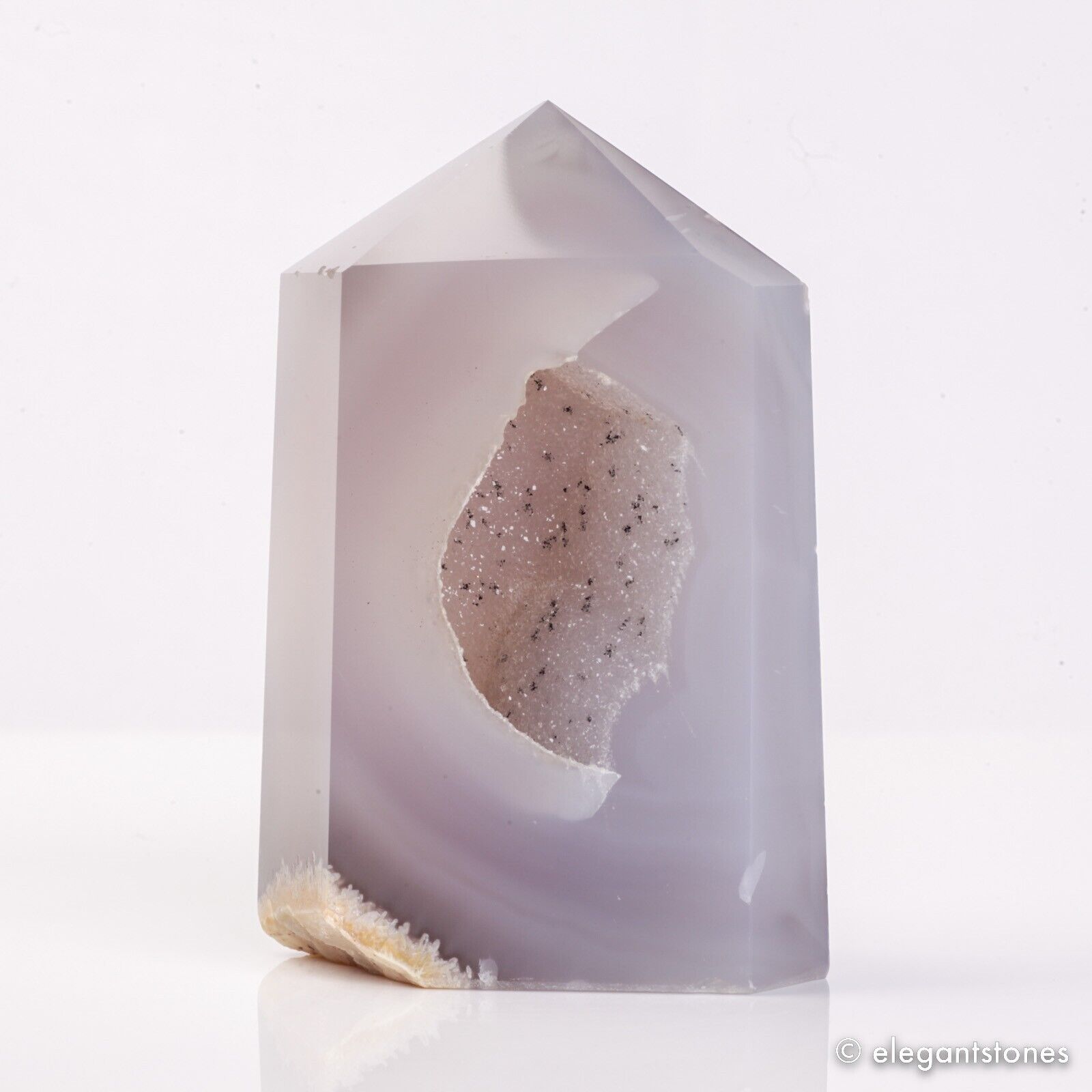 285g 88mm Natural Druzy Agate Geode Quartz Crystal Tower Point Healing Chakra