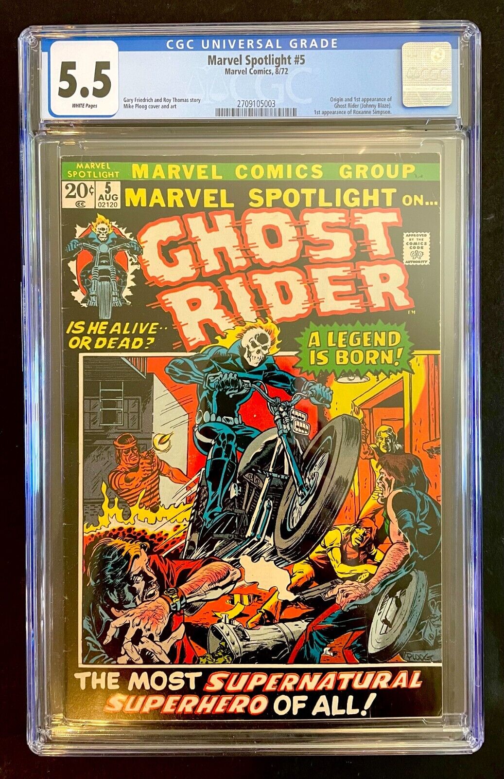Marvel Spotlight #5 CGC 5.5 White Pages - 1st appearance and origin Ghost Rider