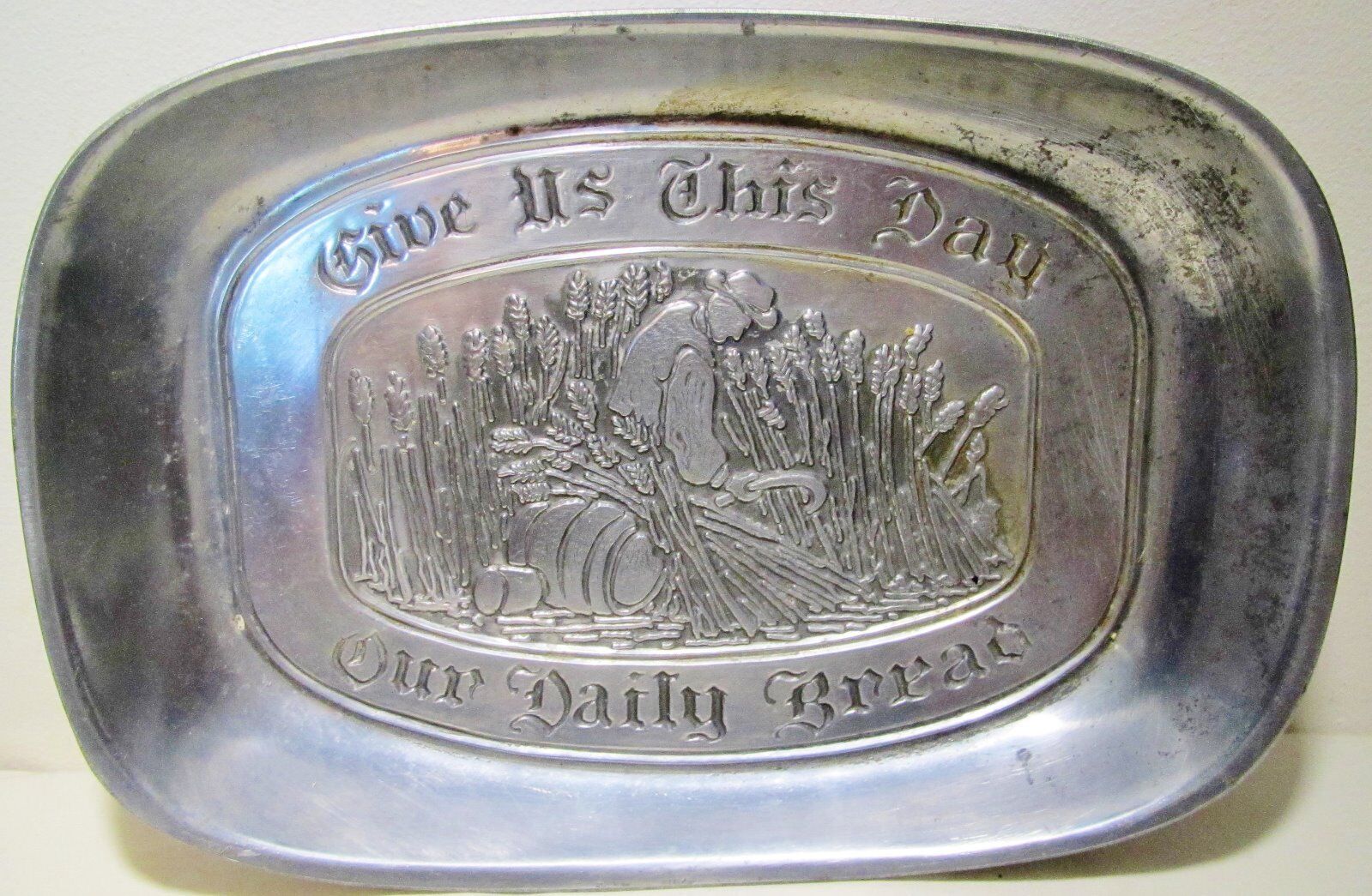 Vintage Duratale By Leonard Our Daily Bread Aluminum Serving Tray Dish