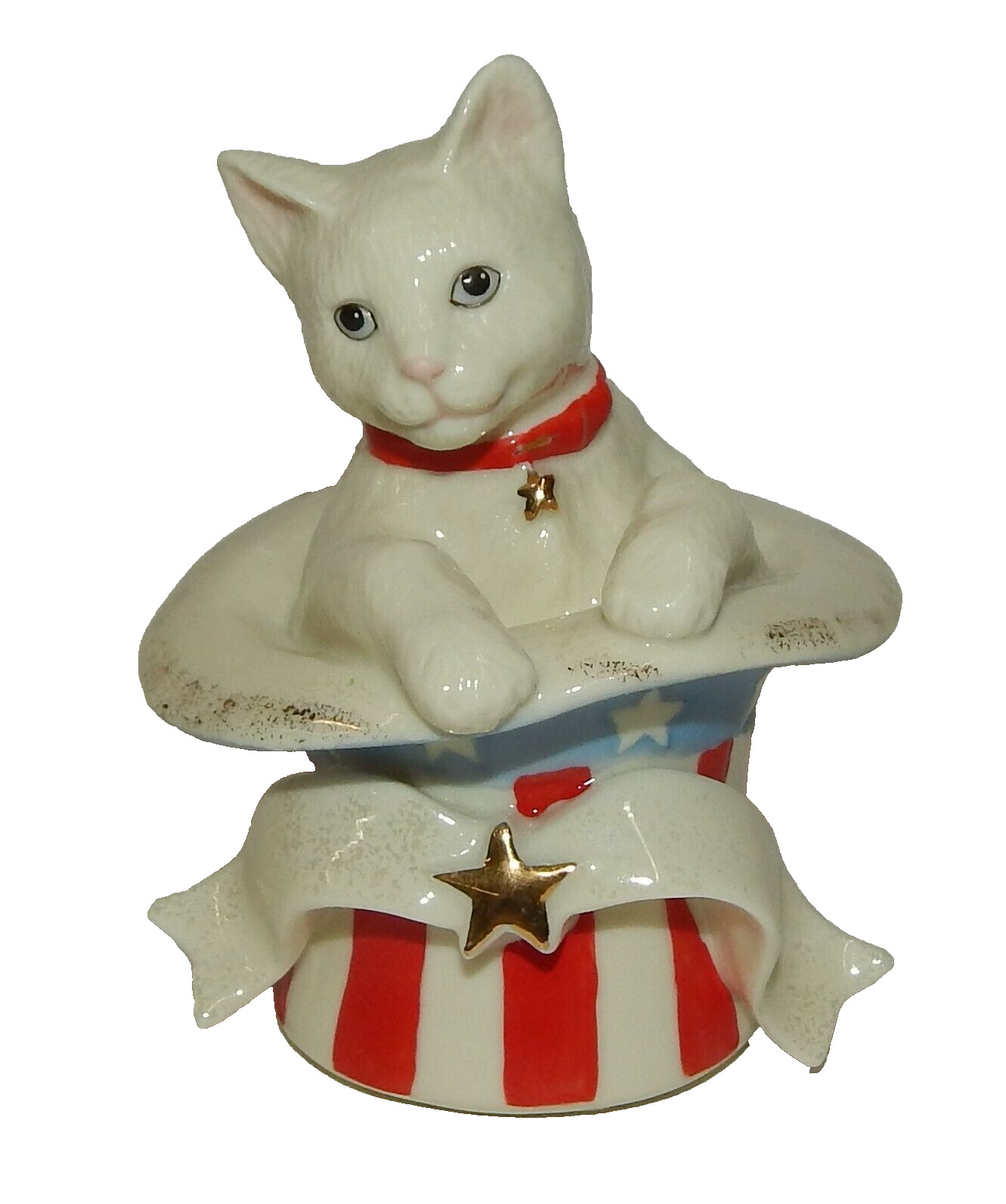 Lenox 4th of July Surprise Patriotic Cat Figurine