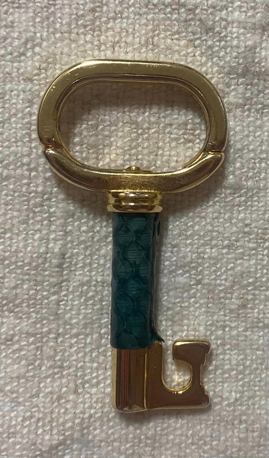 vtg 1970s snakeskin leather key keychain charm italy mod dep