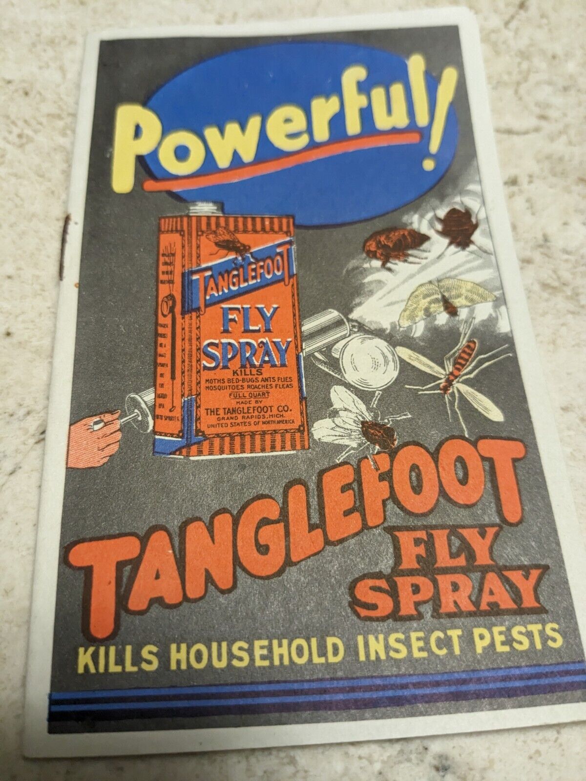 *VTG* POWERFUL TANGLFOOT  FLY PAPER TRADE CARD GRAND RAPIDS MICH GREAT GRAPHICS 