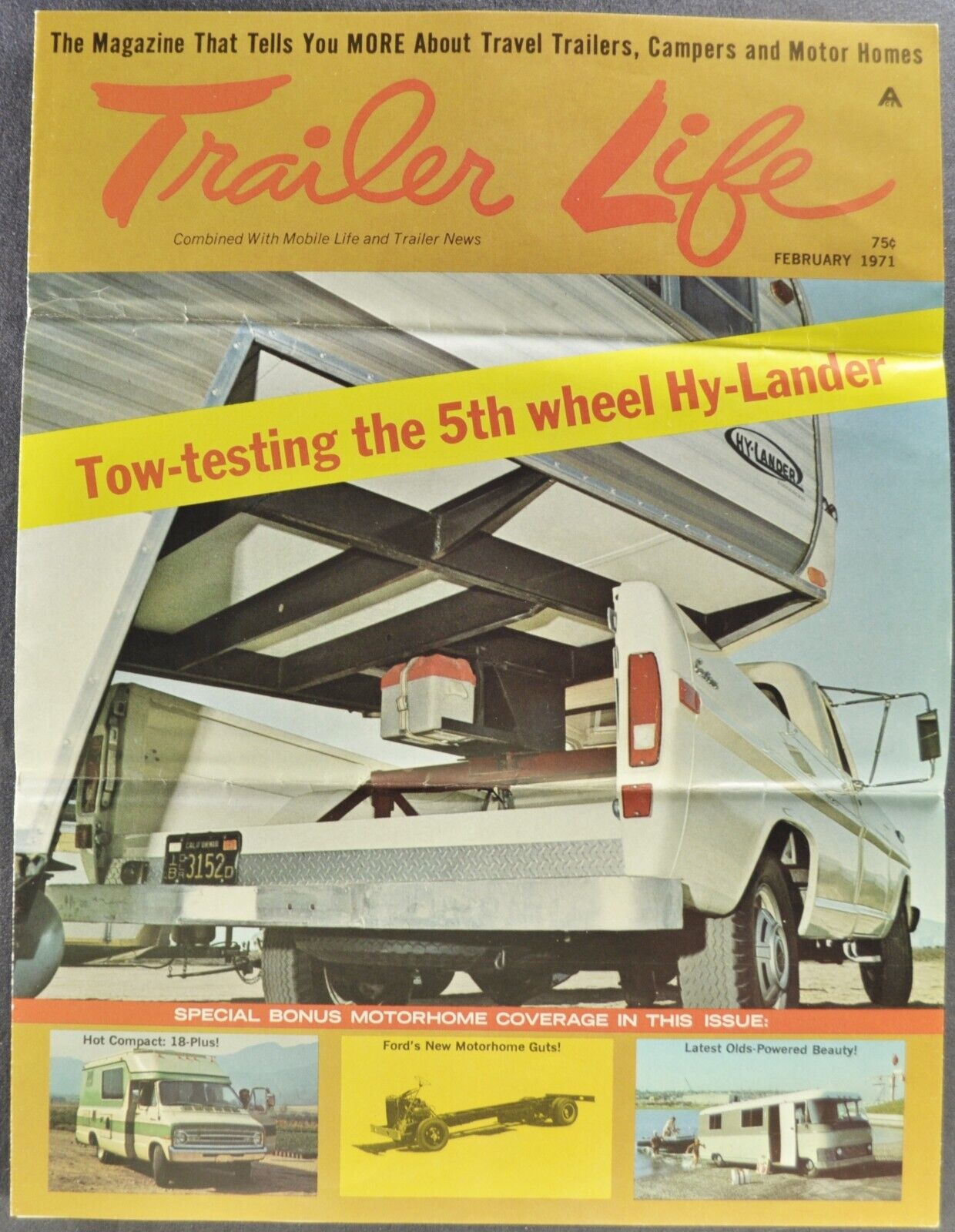 1971 Hy-Lander 5th Wheel Travel Trailer RV Brochure Ford F-250 Pickup Original