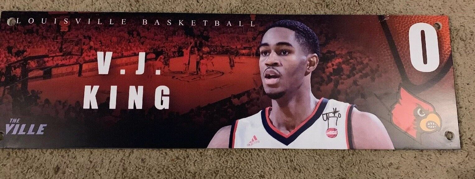 Louisville Cardinals Basketball V.J. King Authentic Locker Room  Sign 10 X 33.5