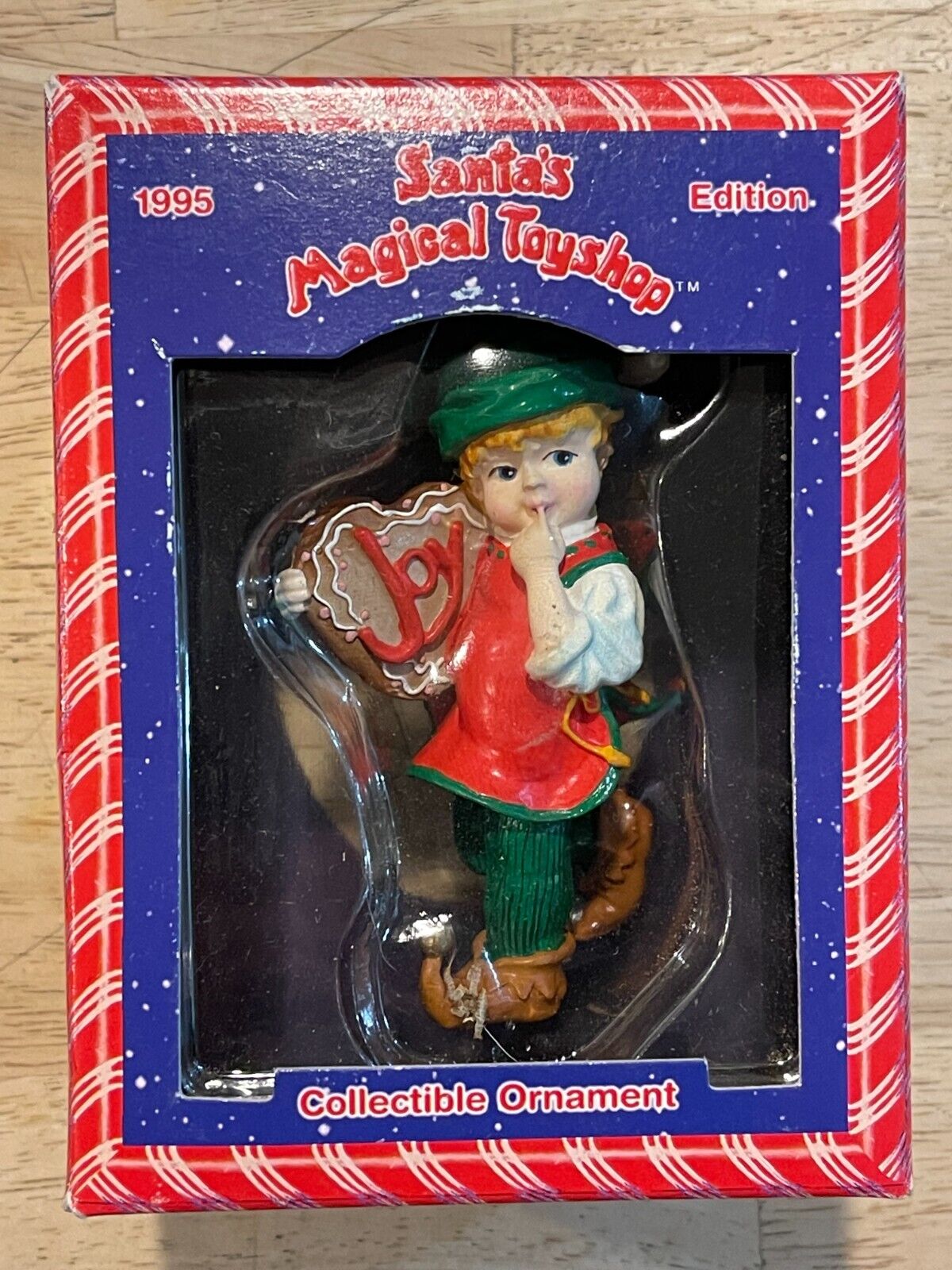 Santa's Magical Toy Shop - Christmas Ornament Elf with Joy Cookie - Year 1995