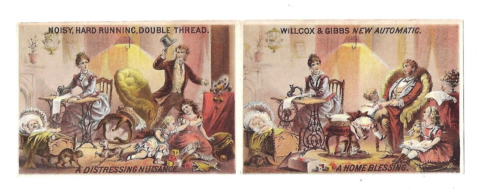 c1890 Victorian Trade Card Willcox & Gibbs S.M. Co. Automatic Sewing Machine