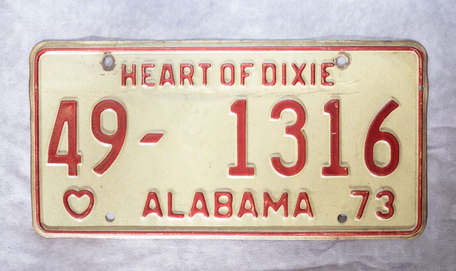 Vintage Marion County, Alabama license plate 1973 /49-1316