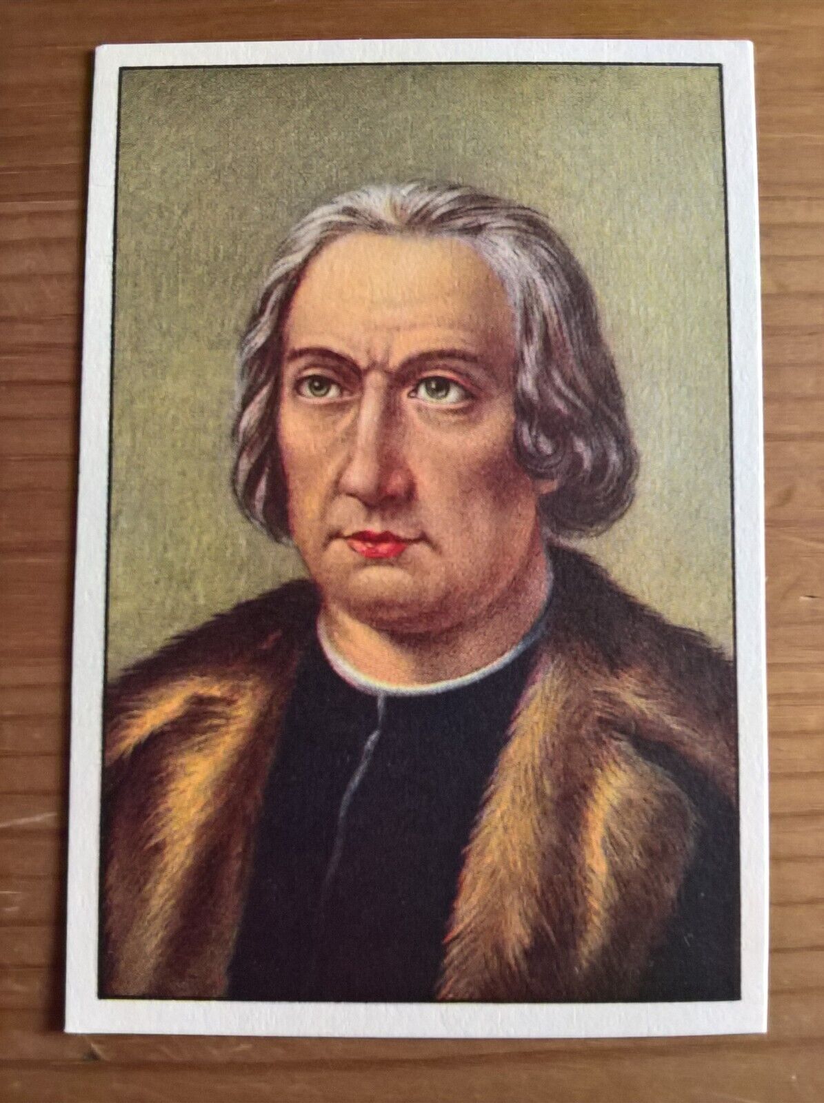 Gutermann trade card: Christopher Columbus, Famous Men 1938 no. 75