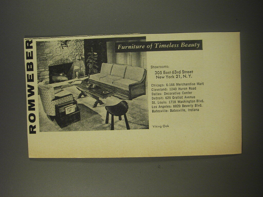 1956 Romweber Viking Oak Furniture Ad - Furniture of timeless beauty