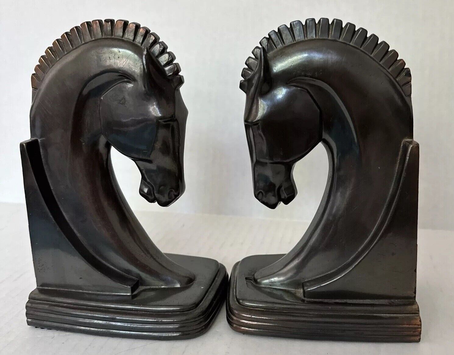 Antique 1930  Dodge Inc. Trojan Horse Head  Bronze Bookends
