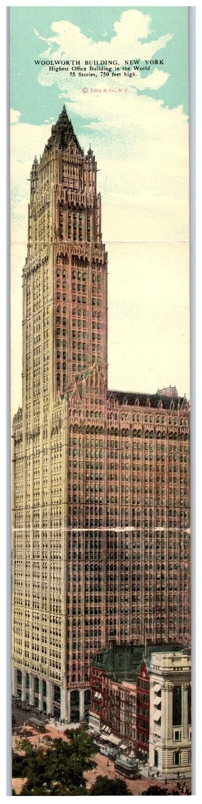 Woolworth Building New York NY NYC UNP Trifold Folding UDB postcard V8