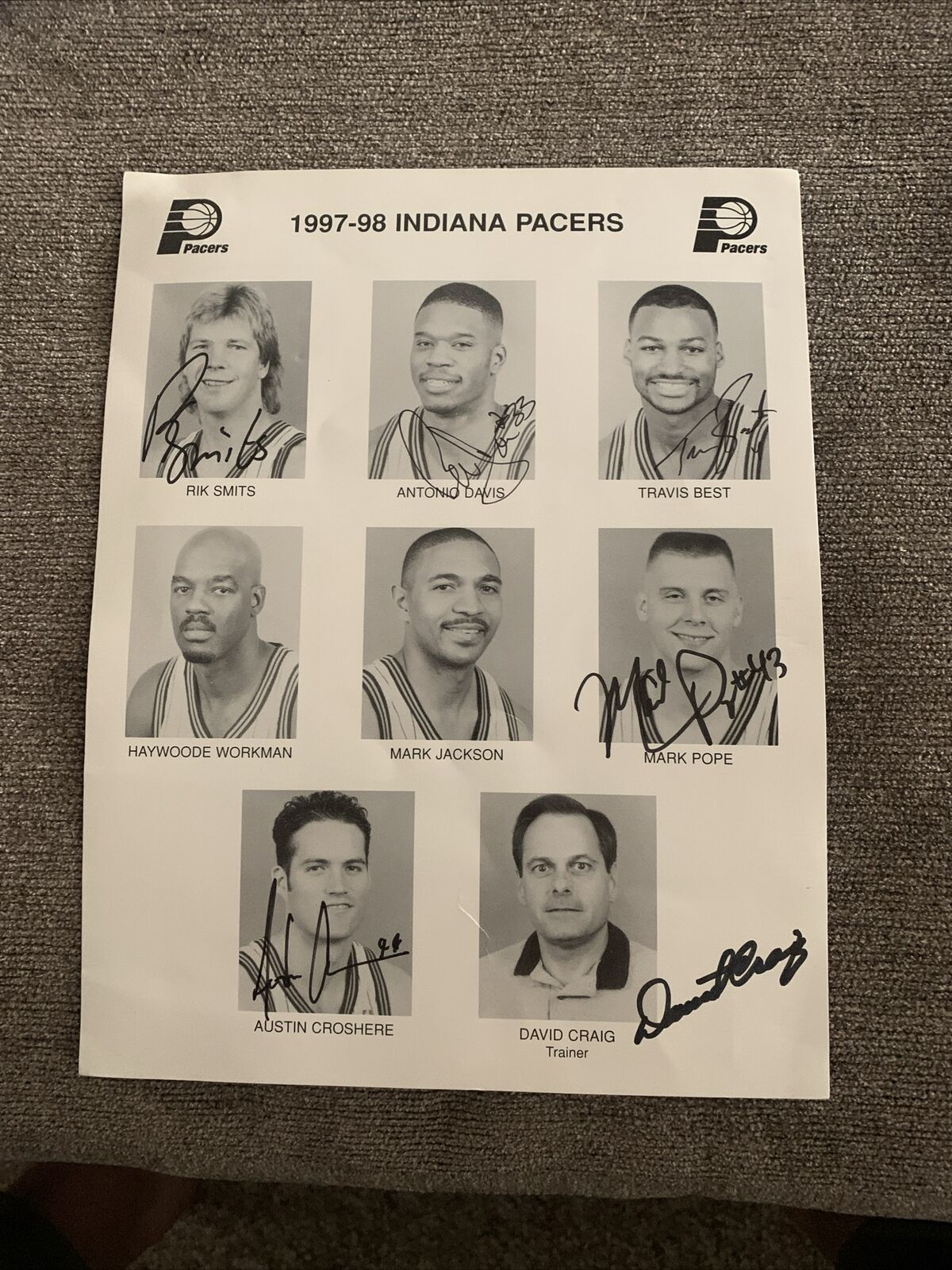 1997-98 Indiana Pacers Photos Signed Autograph: Six Autos
