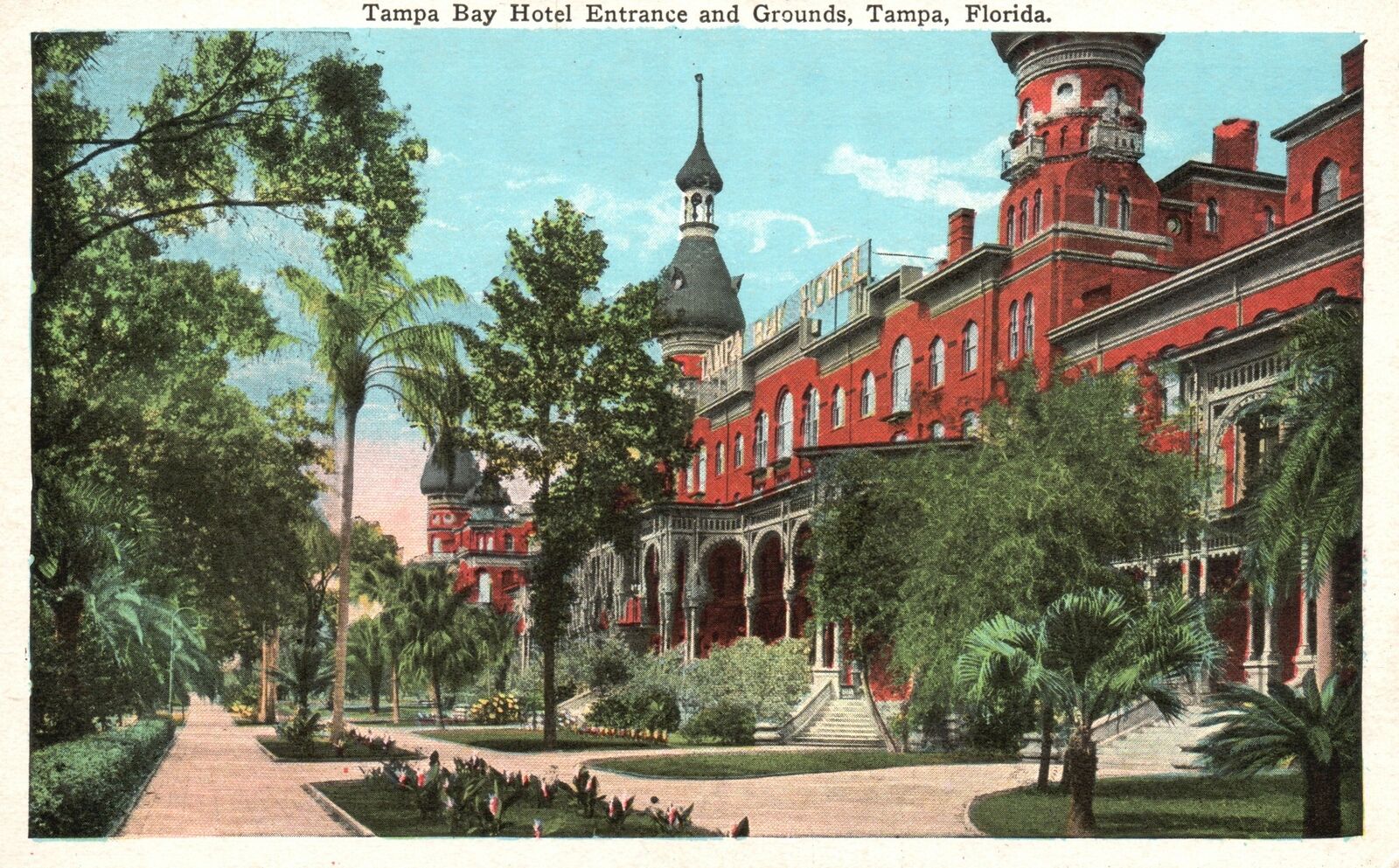 Vintage Postcard Tampa Bay Hotel Entrance And Grounds Tampa Florida FL FNC Pub.