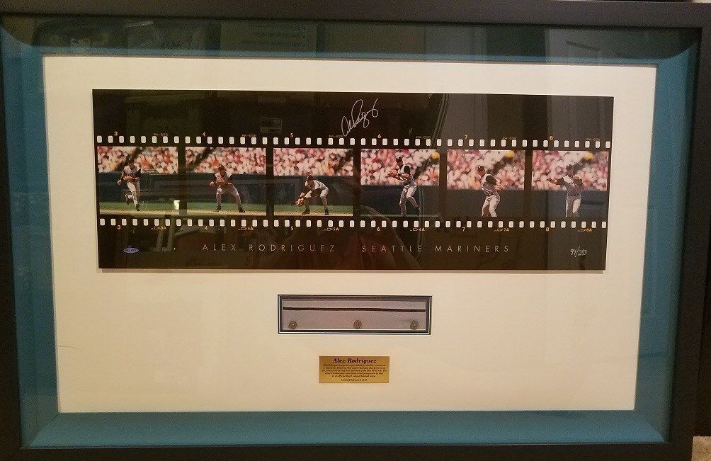AROD - Framed UDA Autographed Filmstrip w/Game-Used Jersey Swatch (3/10) - RARE