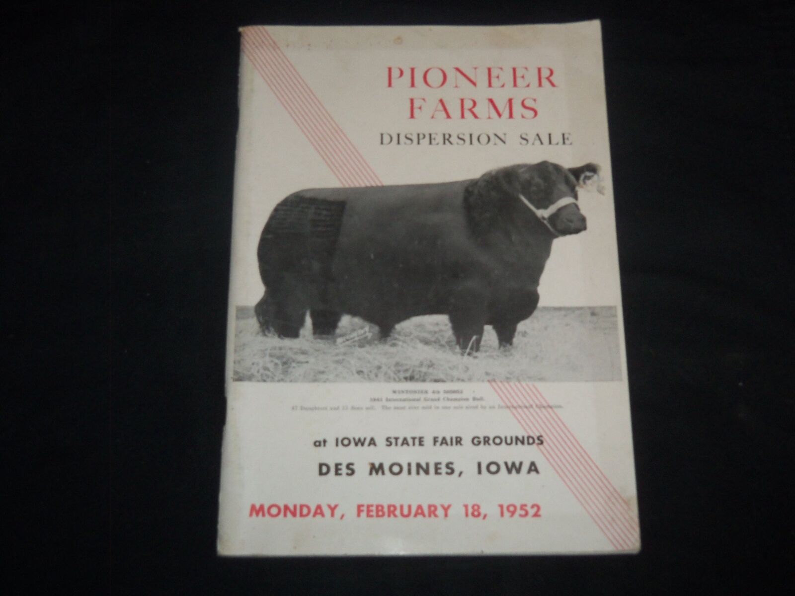 1952 PIONEER FARMS ABERDEEN-ANGUS BREEDERS' CATTLE SALE CATALOG - IOWA - J 9222
