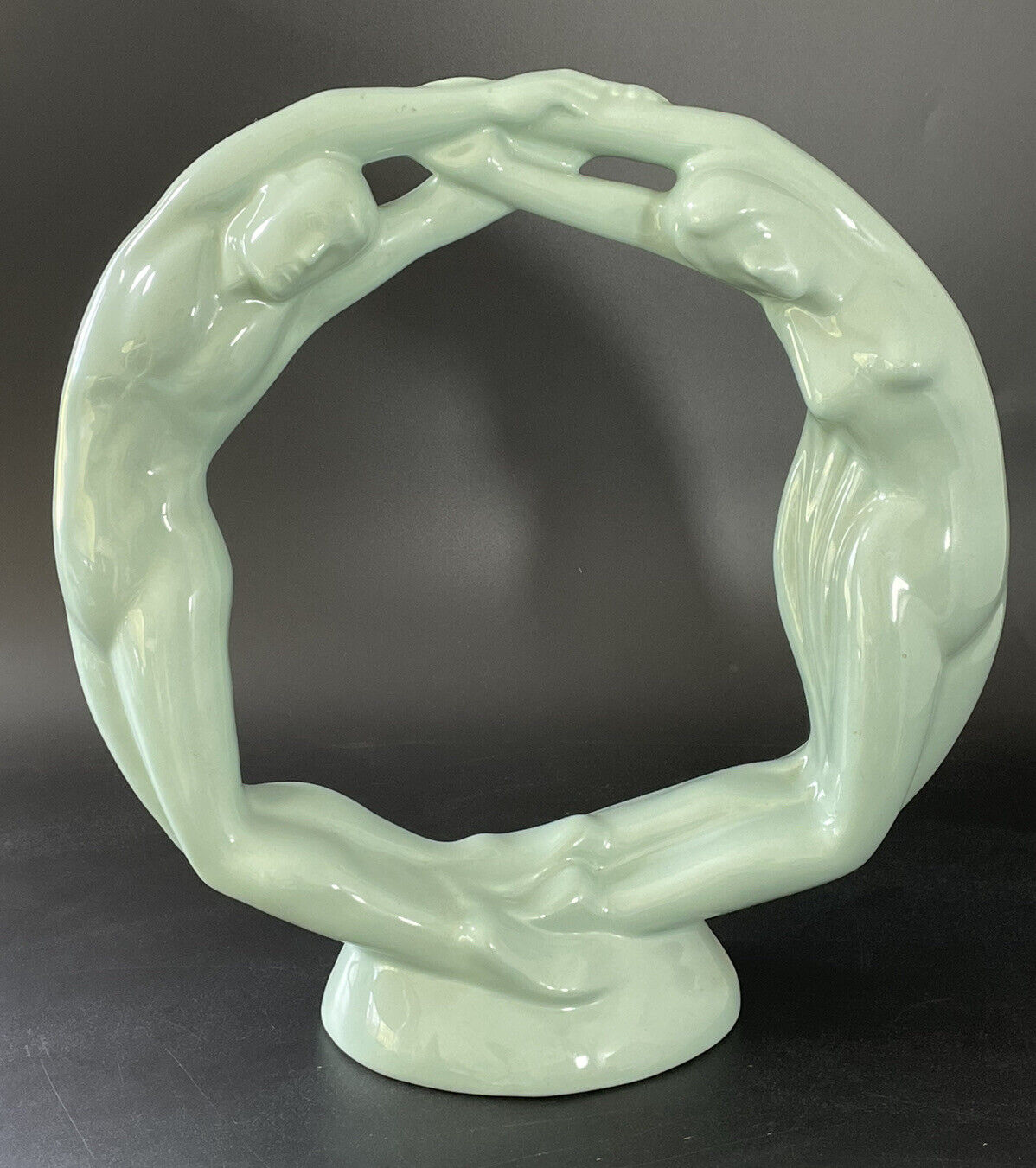 Haegar Pottery Eternity Circle of Love Vtg Man Woman Sculpture 6037 Art Nouveau