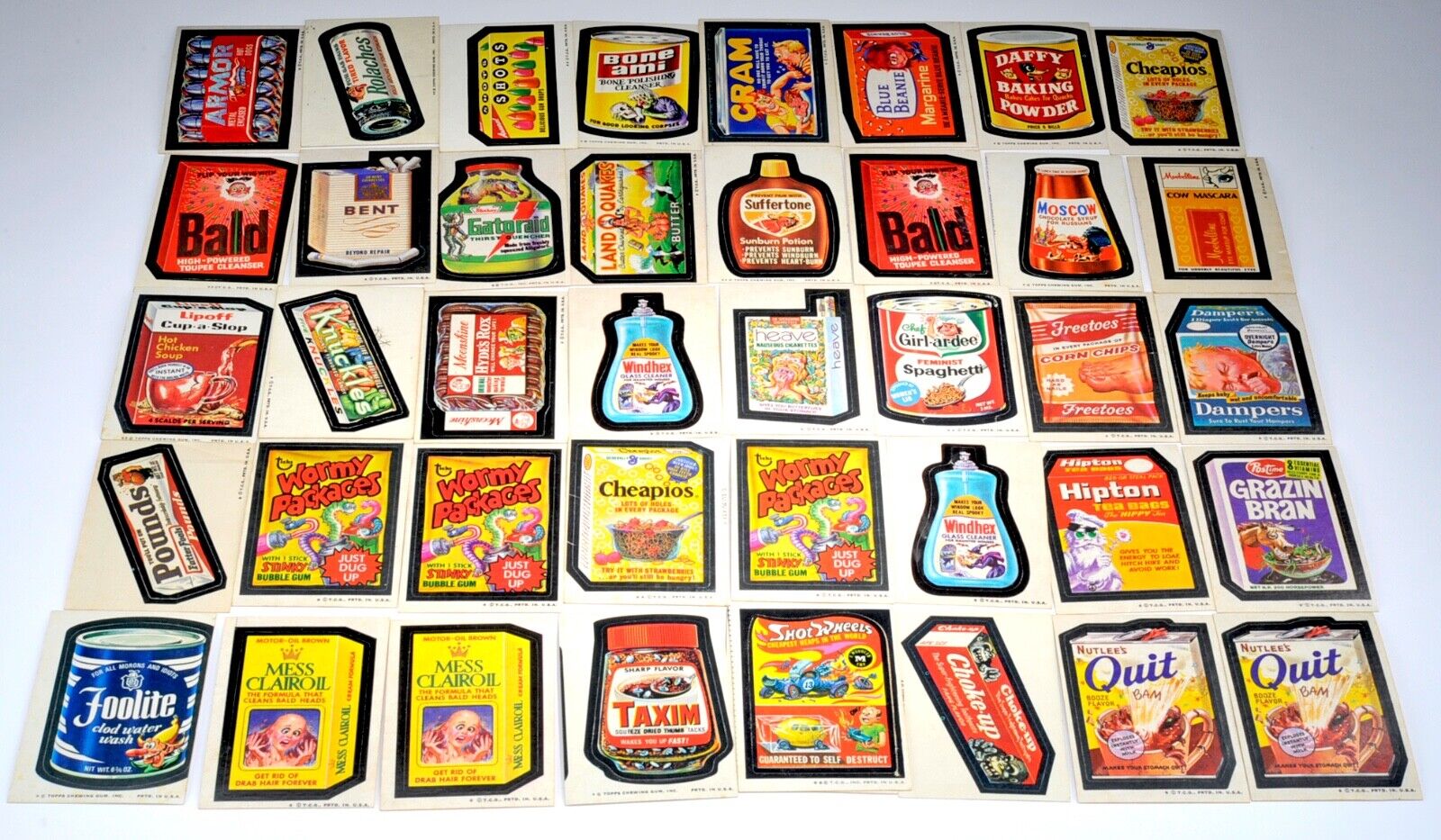 Incredible Vintage Lot (41) Of 1973-1974 Topps Wacky Packages Die Cut Stickers
