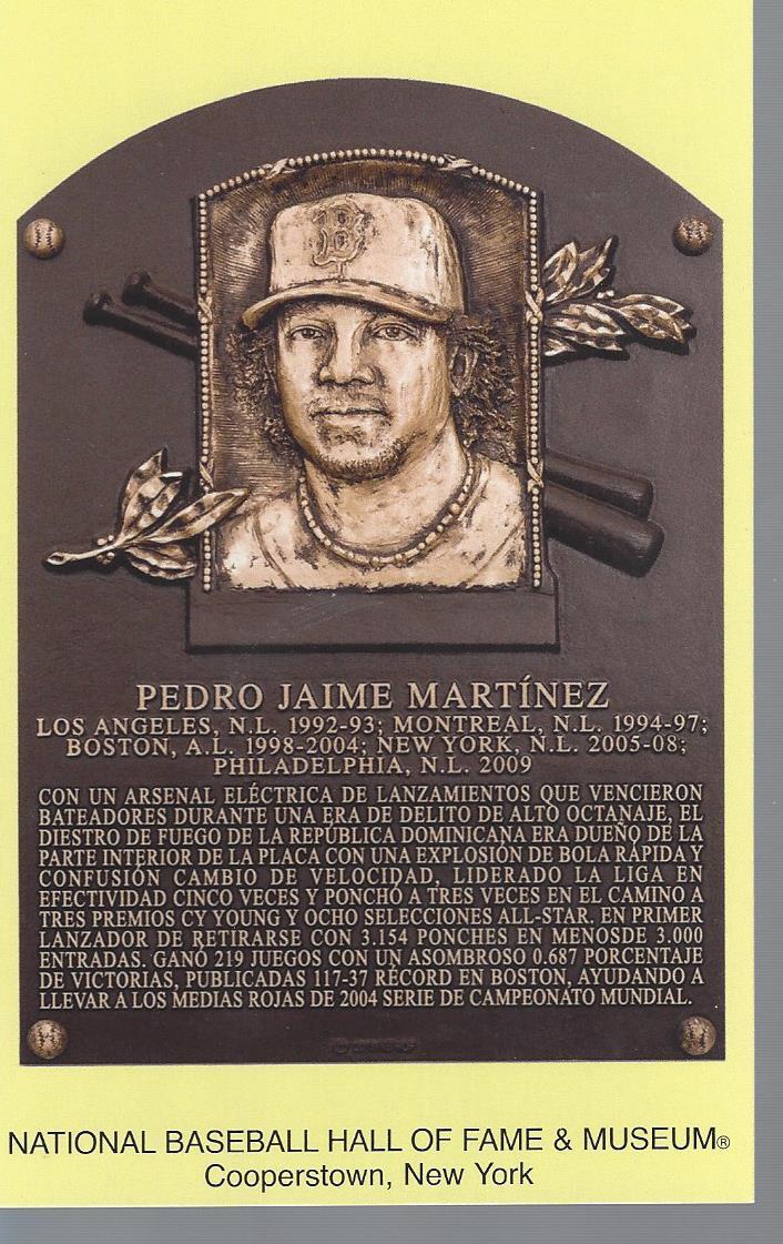 Pedro Martinez plaque postcard SPANISH VERSION hof hall of fame card red sox