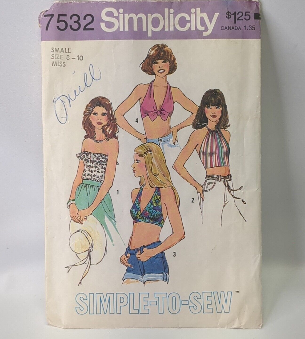 Vintage 70s Simplicity 7532 P6 Mod Hip 70s Y2K Bra Halter Crop Tops 4 Styles CUT