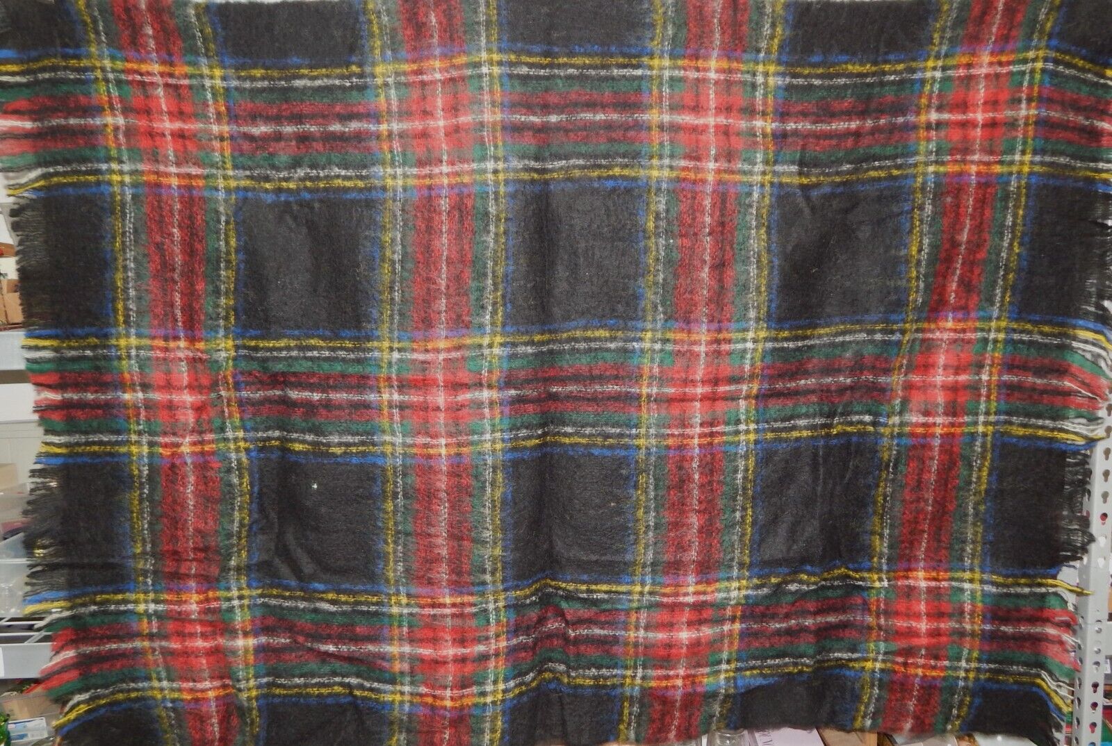 Creagaran Scotland Vintage Fringed Wool Plaid Blanket Throw 70x50