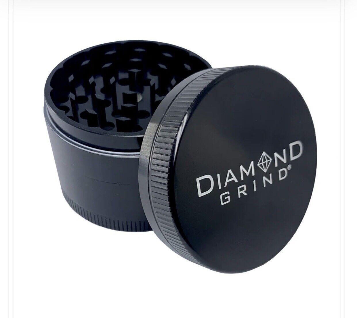 Diamond Grind Herb & Spice Grinder 4-part Small 2.25” 56mm Black