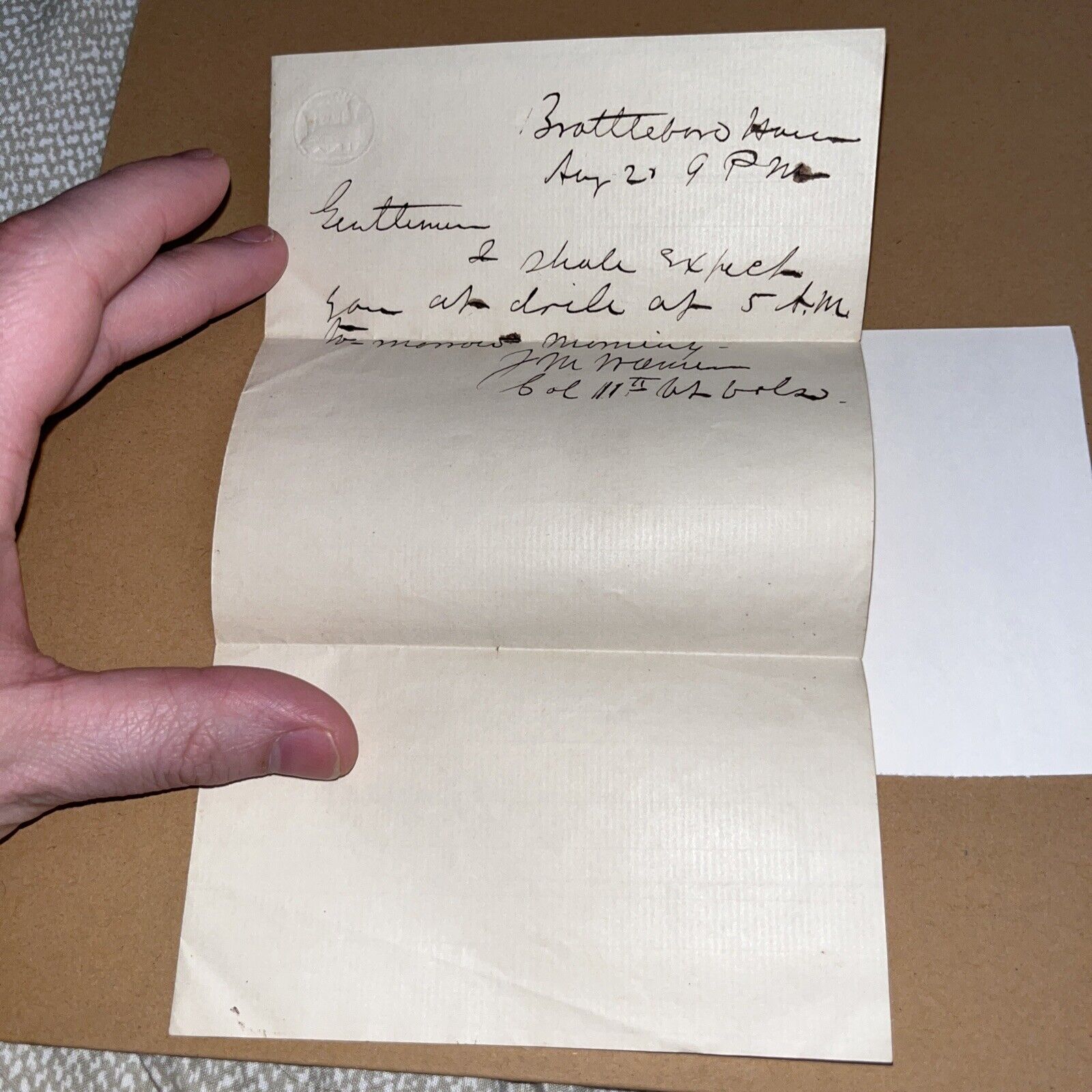Antique Civil War Letter to Norwich Cadets, Signed General Warner 11th Vermont