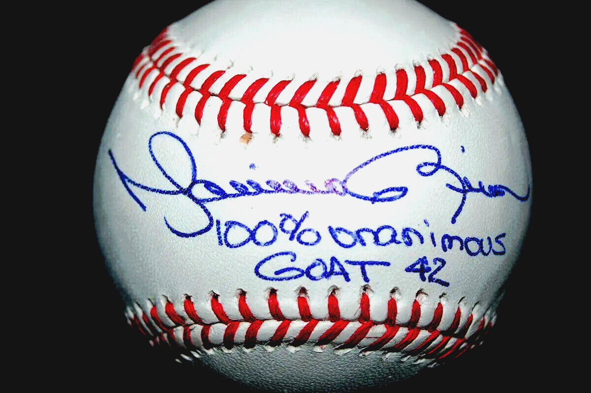 MARIANO RIVERA SIGNED OMLB MINT HOF WITH G.O.A.T SCRIPT YANKEES 