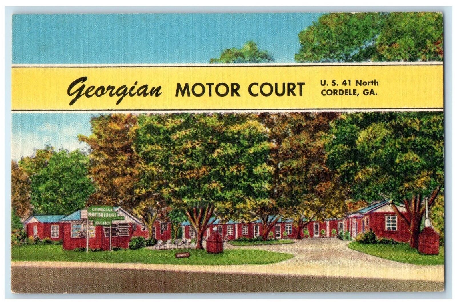 c1940's Georgian Motor Court Roadside Cordele Georgia GA Unposted Trees Postcard