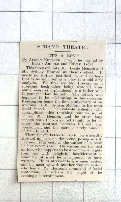 1930 Review Of It\'s A Boy By Austin Melford At The Strand Theatre