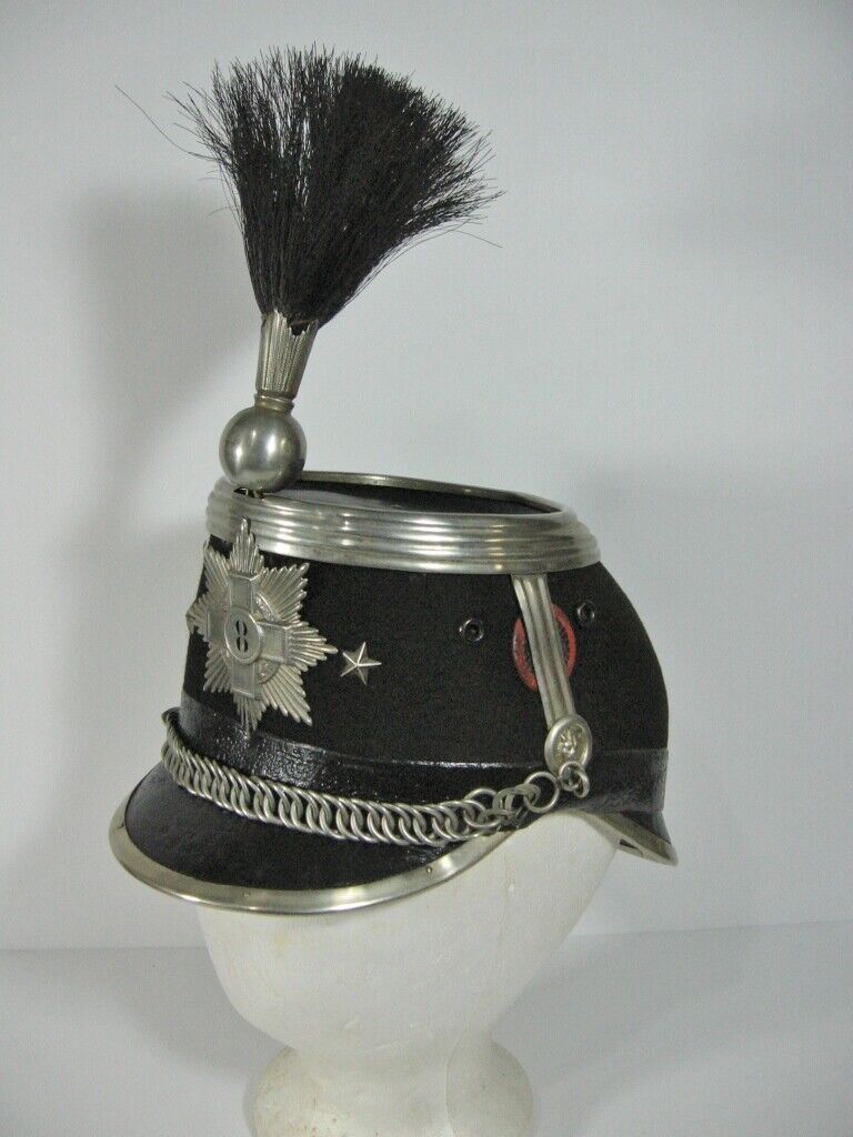 WWI Danish Swiss Royal Cavalry Dress Officers Shako with Horsehair Plume  (10M)