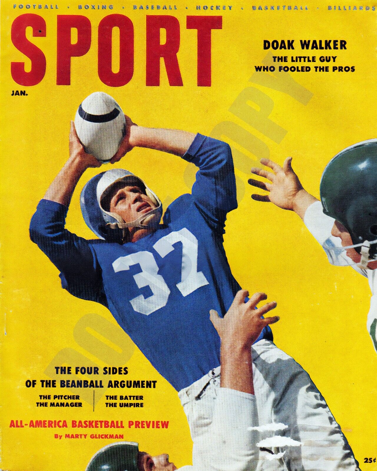 1956 JAN Sport Magazine football Doak Walker Detroit Lions 8x10 Photo