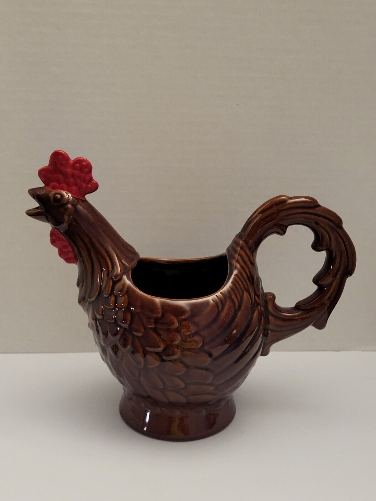 haeger pottery Rooster Pitcher Sticker And Signed 8 1/2\