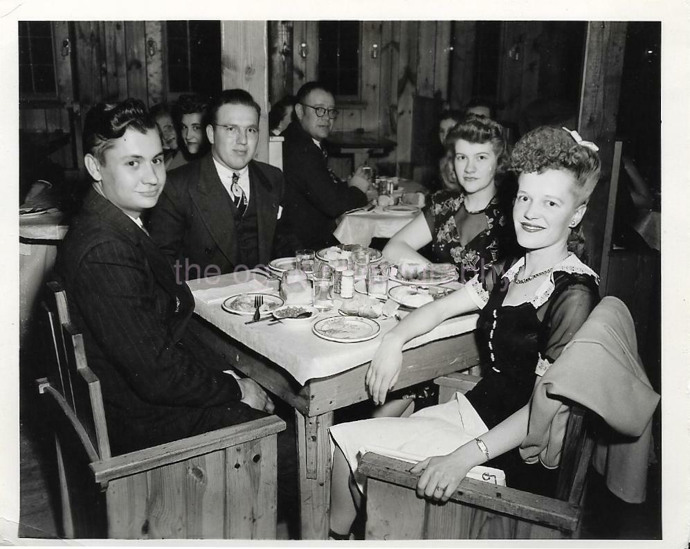 FOUND PHOTOGRAPH  Color DINNER PORTRAIT Original 1940'S Vintage 111 11 ZZ