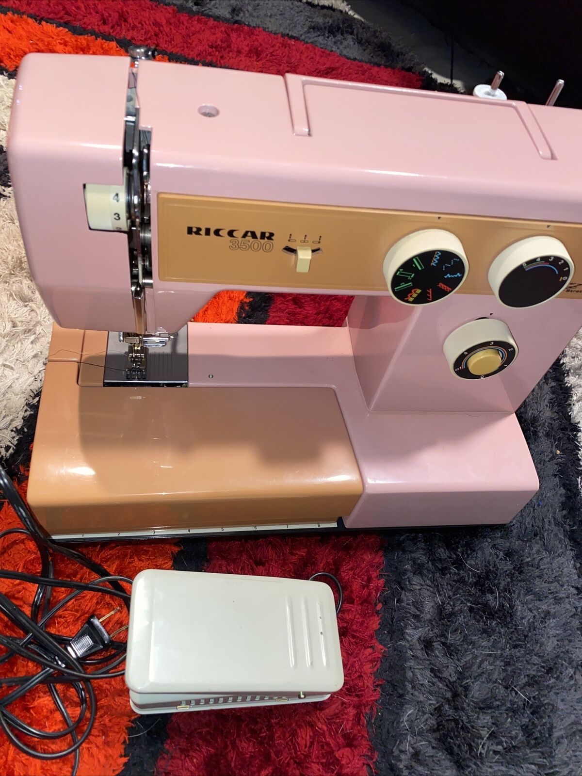 riccar super stretch 3500 Pink Peach Color Sewing Machine Vintage Power Only