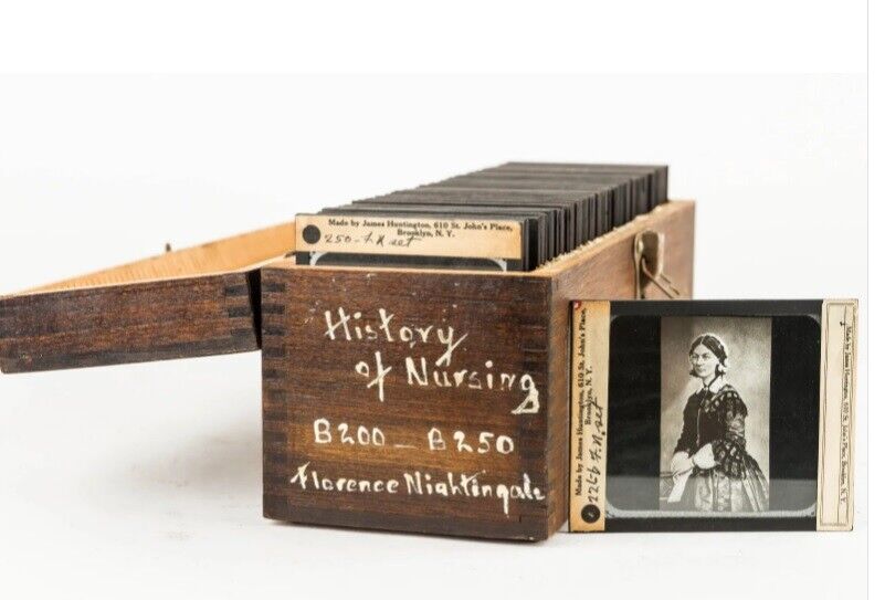 University Pittsburgh / Nursing Florence Nightingale 60 Lantern Slides Wood Box