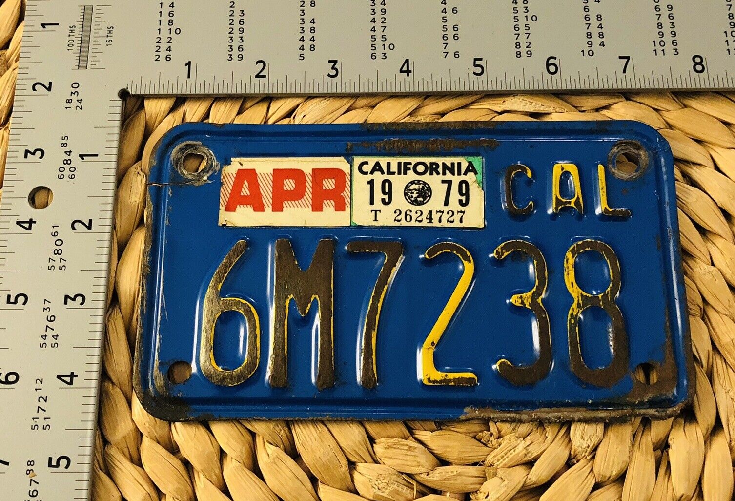1970 To 1987 1979 California MOTORCYCLE License Plate Harley BMW Indian 6M7238