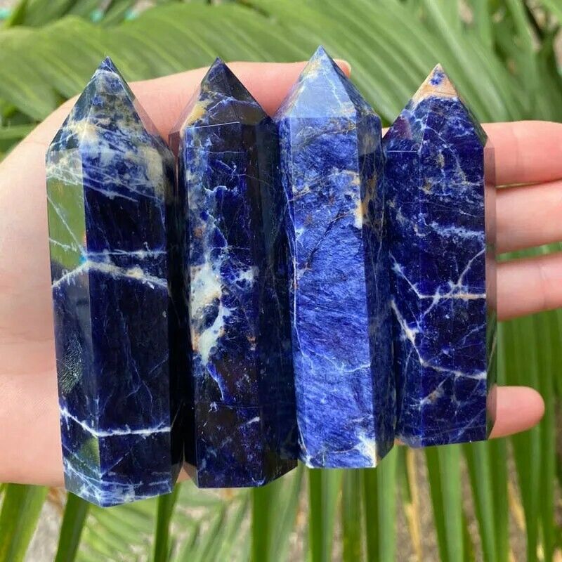 Blue Sodalite Healing Crystal Wands Obelisk Reiki Tower Point Home Decor Gifts